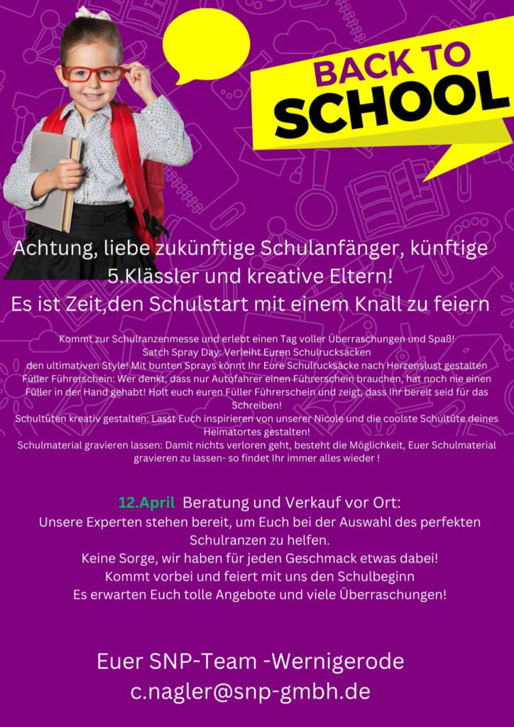 Schulstart mit Schulranzenmesse, 12. April, Wernigerode